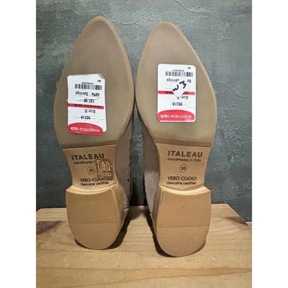 Italeau Boots Womens Size 35 Beige Suede Cutout Ankle Booties Made In Italy - Picture 4 of 6